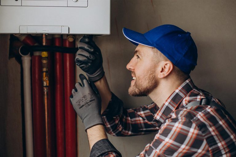 technician realizing furnace maintenance