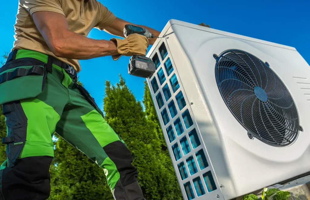 hvac technician doing heat pump tune up